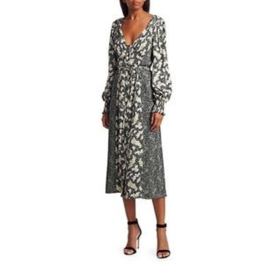 NWT Cinq a Sept Jessica Floral Midi Dress Black 2